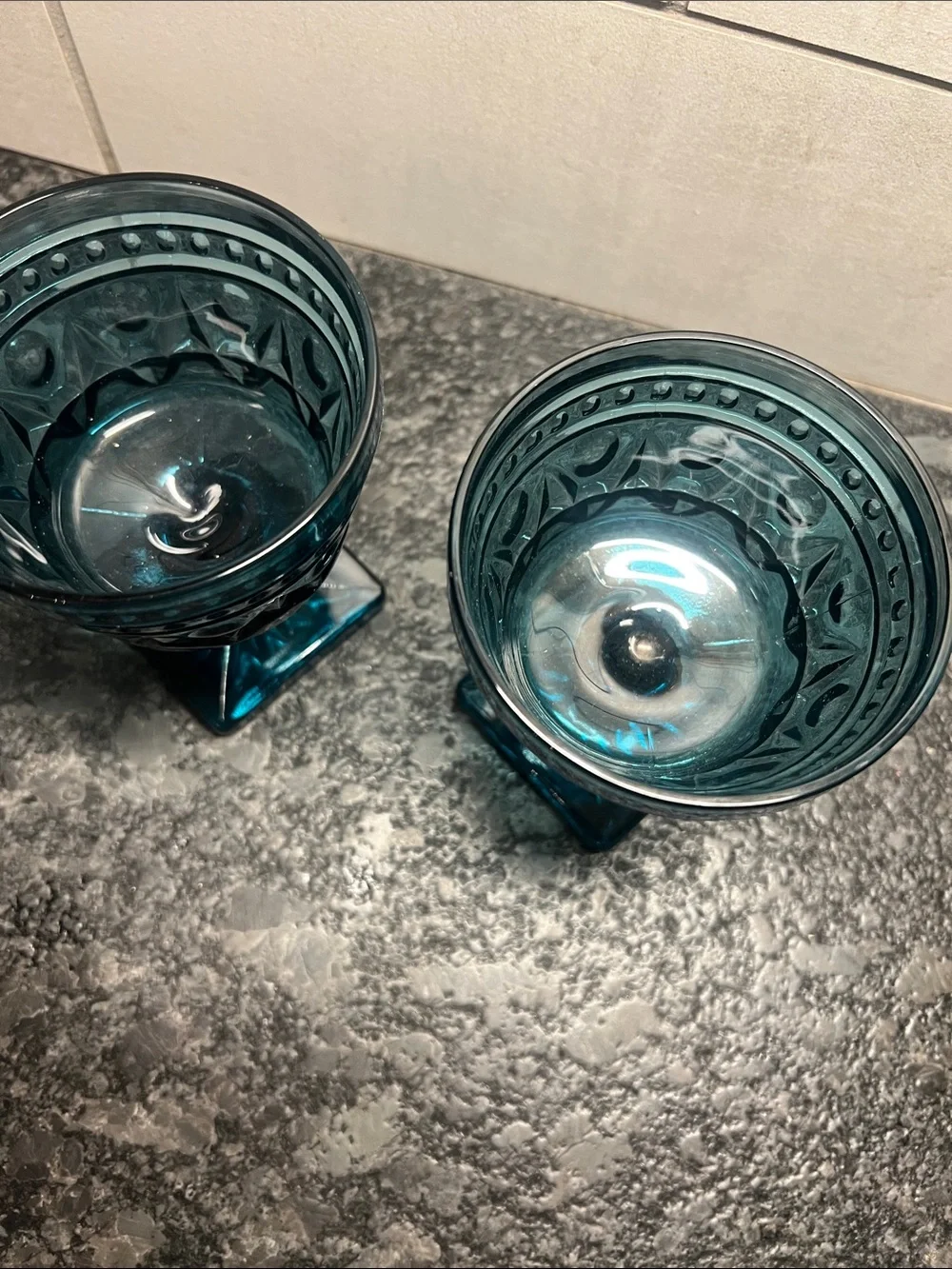 Set of 2 Indiana Glass PARK LANE OR COLONY Blue Pressed Glass Goblet